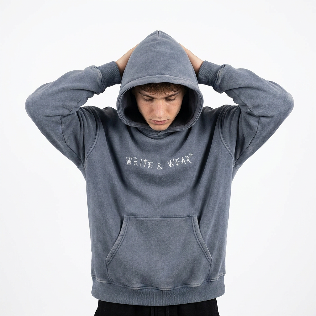 Oversized Snow-Washed Love Language Hoodie