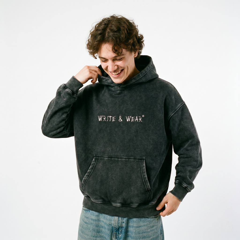 Oversized Snow-Washed Dragon Hoodie
