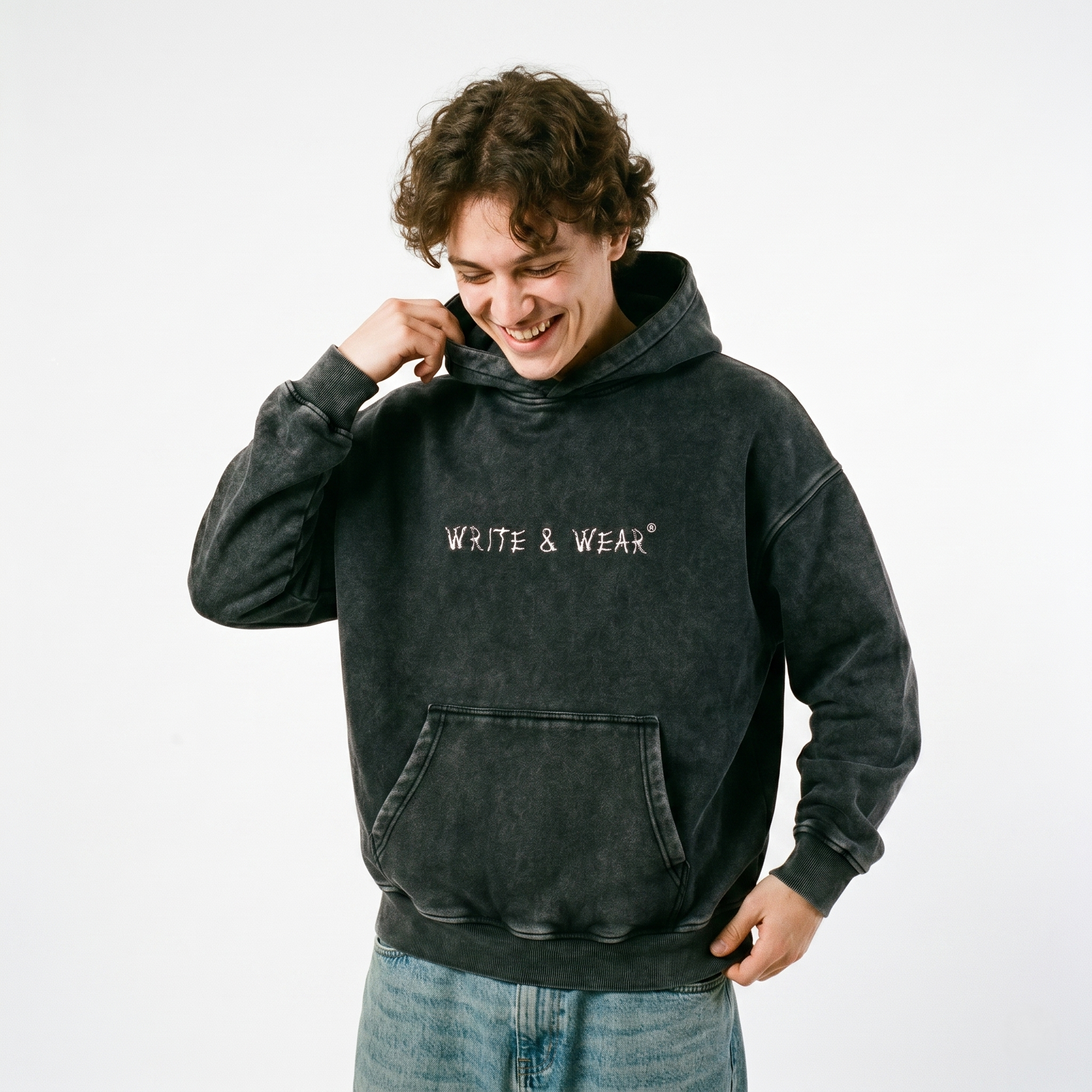 Oversized Snow-Washed Dragon Hoodie