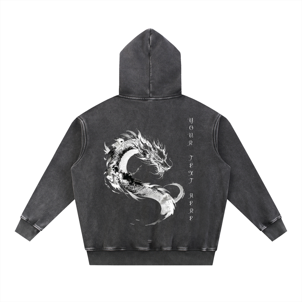 Oversized Snow-Washed Dragon Hoodie