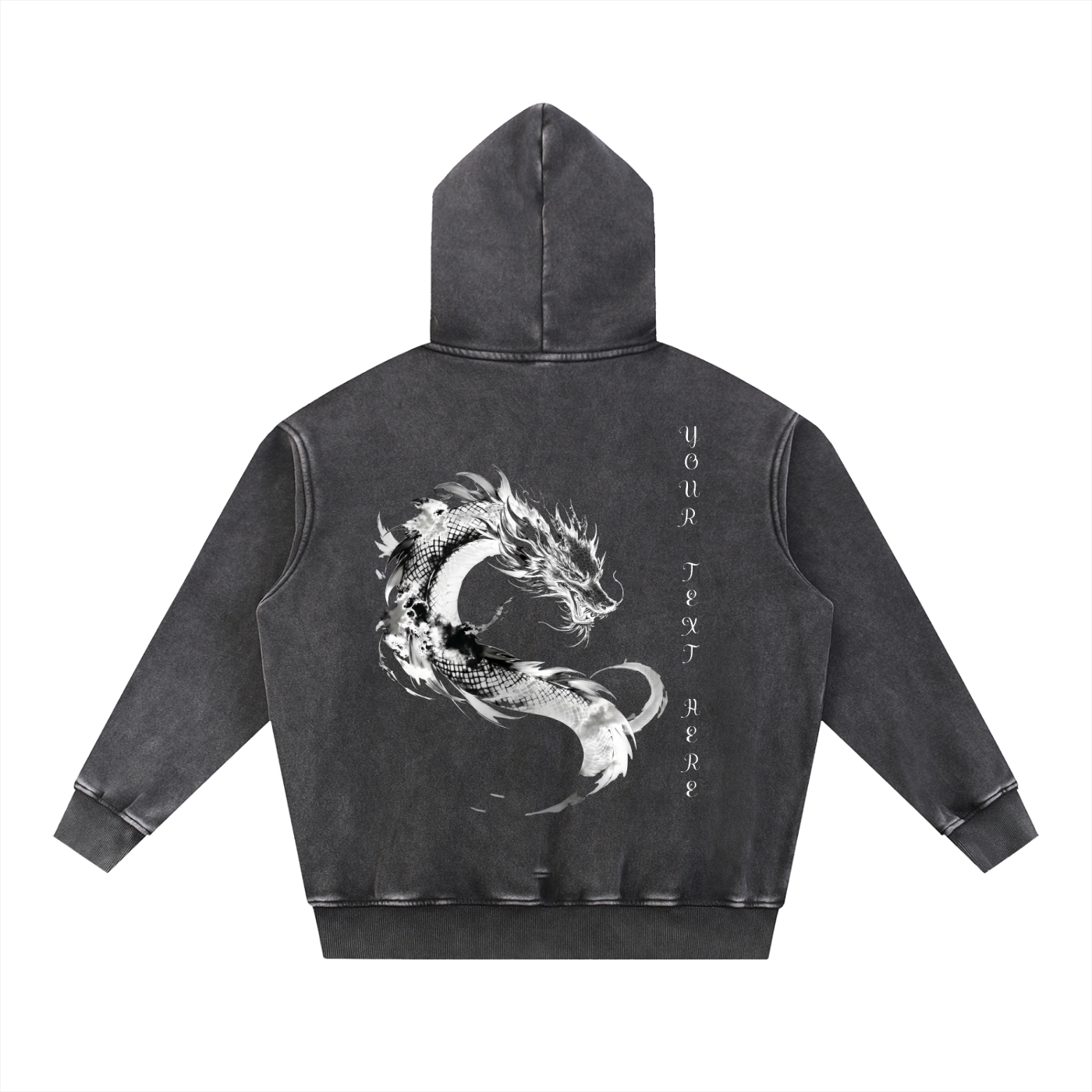 Oversized Snow-Washed Dragon Hoodie